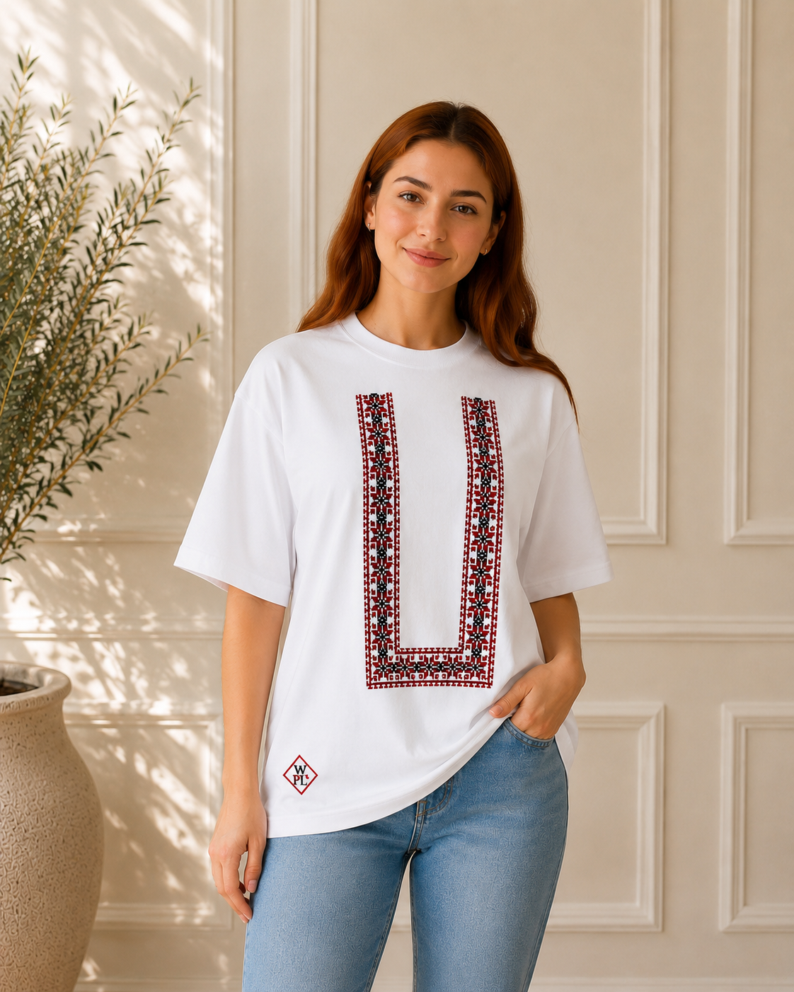 Qubba: Handmade Oversized T-Shirt with Palestinian Qubba Design