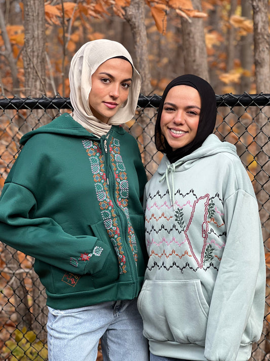 Cozy Handmade Embroidered Zipper Hoodie for Resilient Women