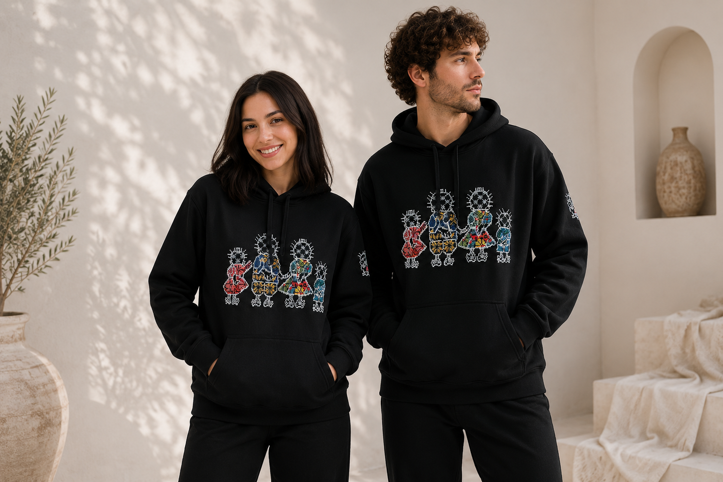Black Handala Hoodie – Lightweight Handmade Palestinian Tatreez