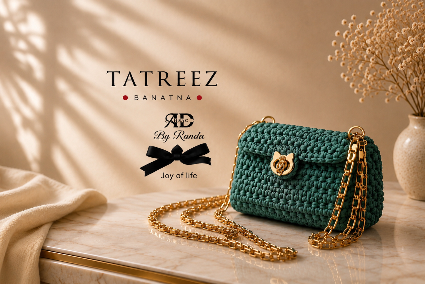 Emerald Green Crochet Crossbody Bag – Gold Chain | Rand Sac