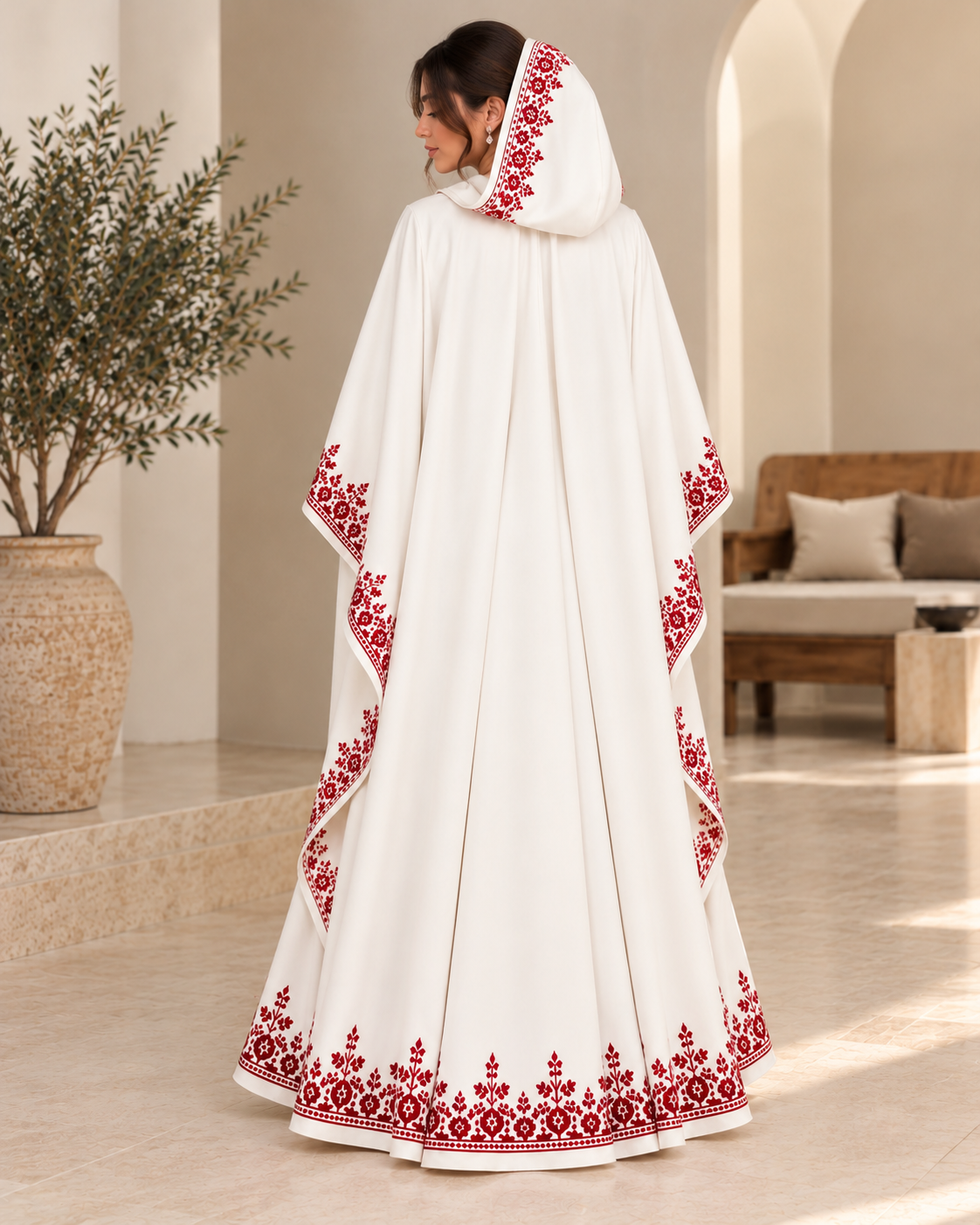 Amal Palestinian Bridal Henna Dress and Cape – Hand Embroidery – photo 6 | Tatreez Banatna