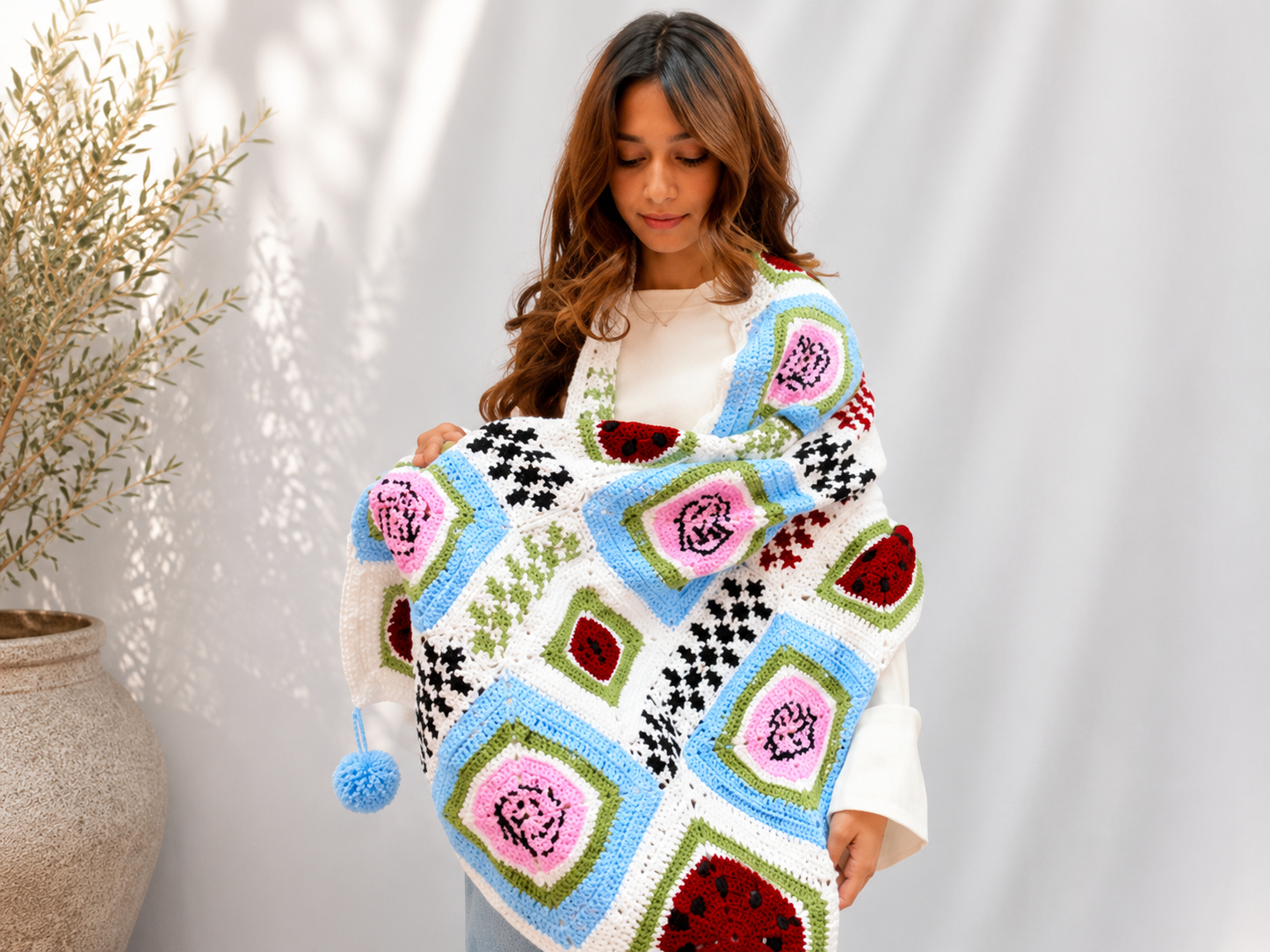 Handmade Crochet Watermelon /Shawl- Cozy Comfort by Resilient Artisans