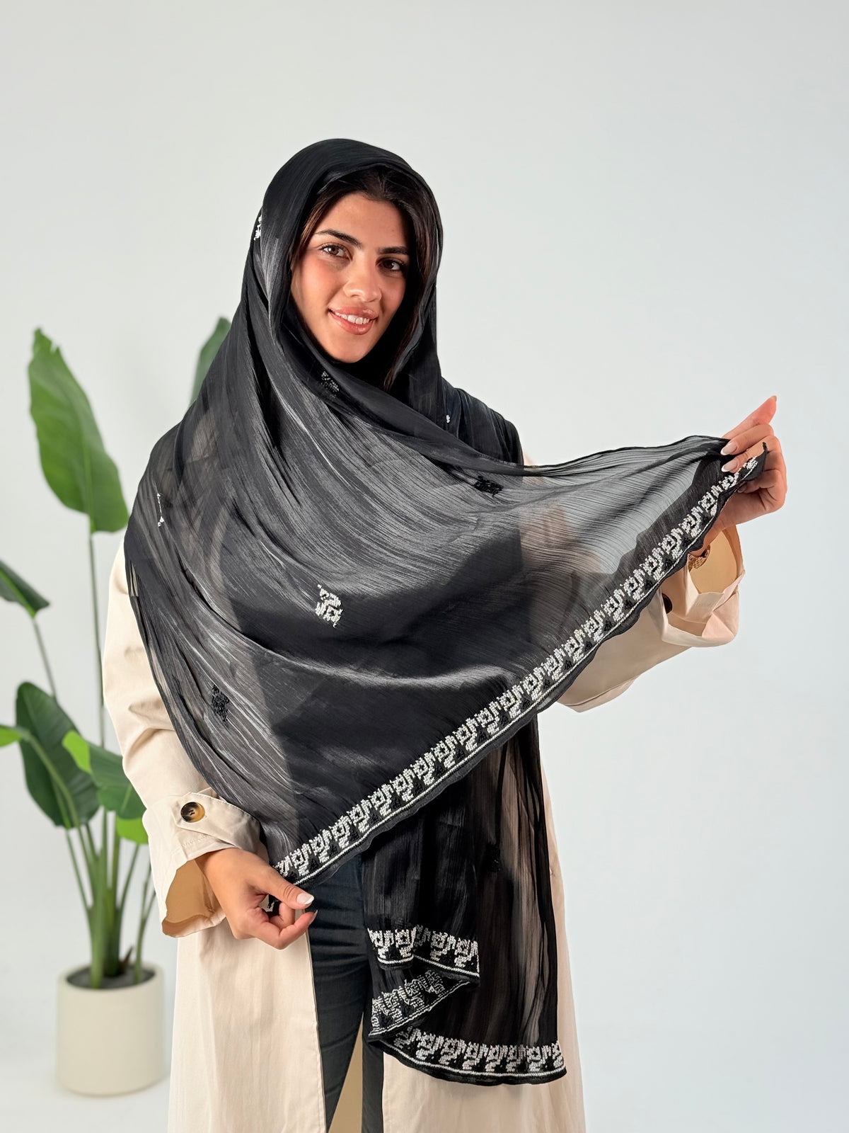 Alya Hand-Embroidered Beaded Shawl