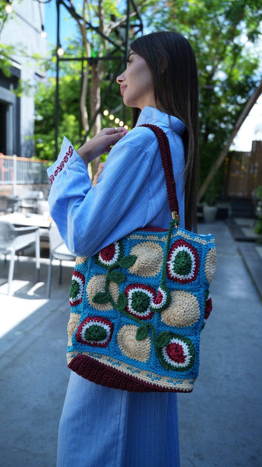 Watermelon Bag with Adjustable Crocheted Handles