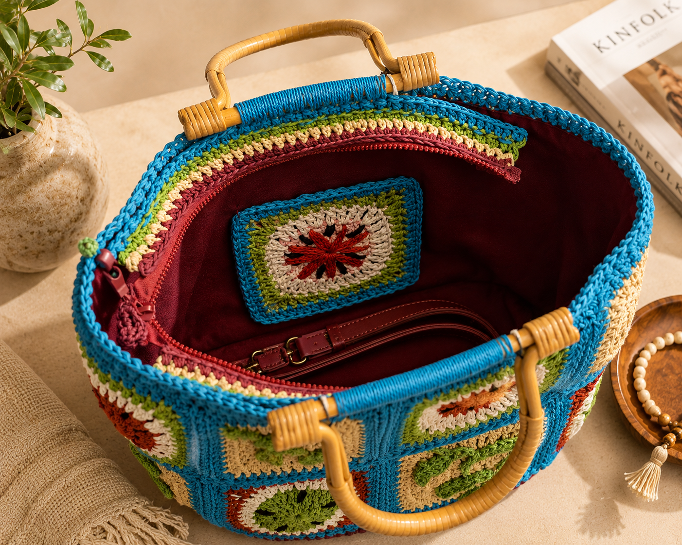 Crochet Bag – Handmade Watermelon & Kufiya Palestinian Design
