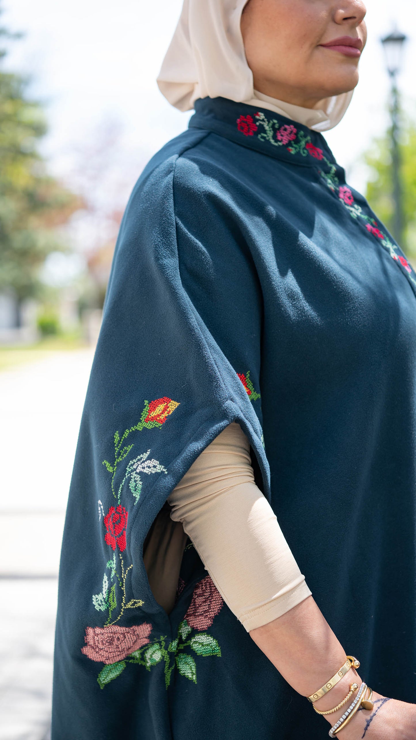 Jawhara: Limited Edition Dark Teal Jookh with Hand Embroidery – Unique Elegance for Women