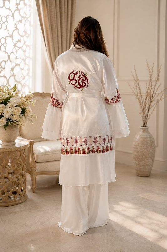 Hand Embroidered Bridal Thoub with Al Roos - Perfect for Henna Night & Getting Ready