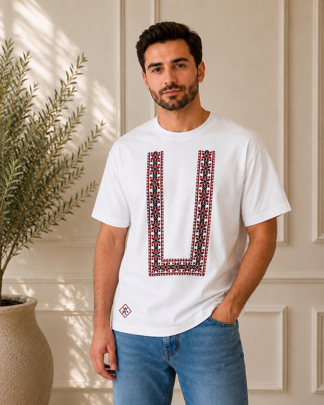 Qubba: Handmade Oversized T-Shirt with Palestinian Qubba Design