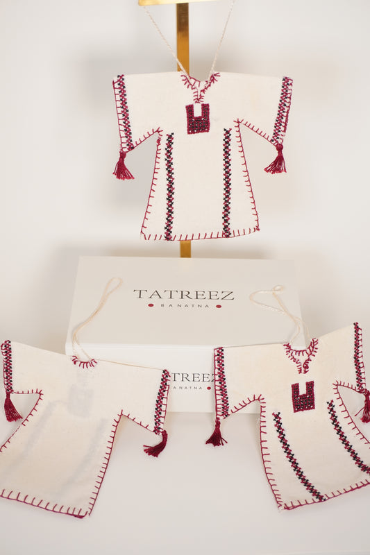 Miniature Embroidered Thoub | Tatreez Banatna Handmade | Red