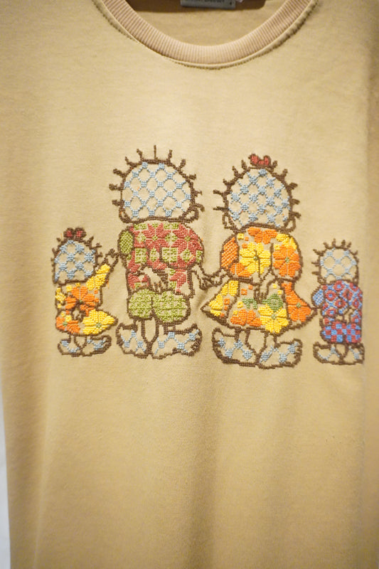 Hand-Embroidered Handhala Over Size T-Shirt –Beige- Cultural Heritage Wear | Tatreez Banatna