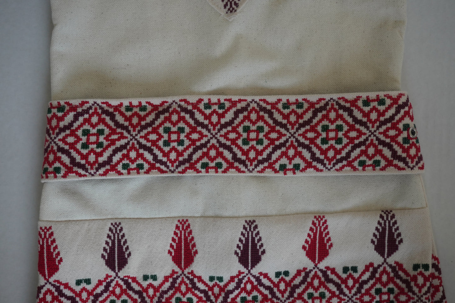 Adorable Hand-Made Off-White Thoub for Toddlers with Red and Green Embroidery from Yata Al Khalil