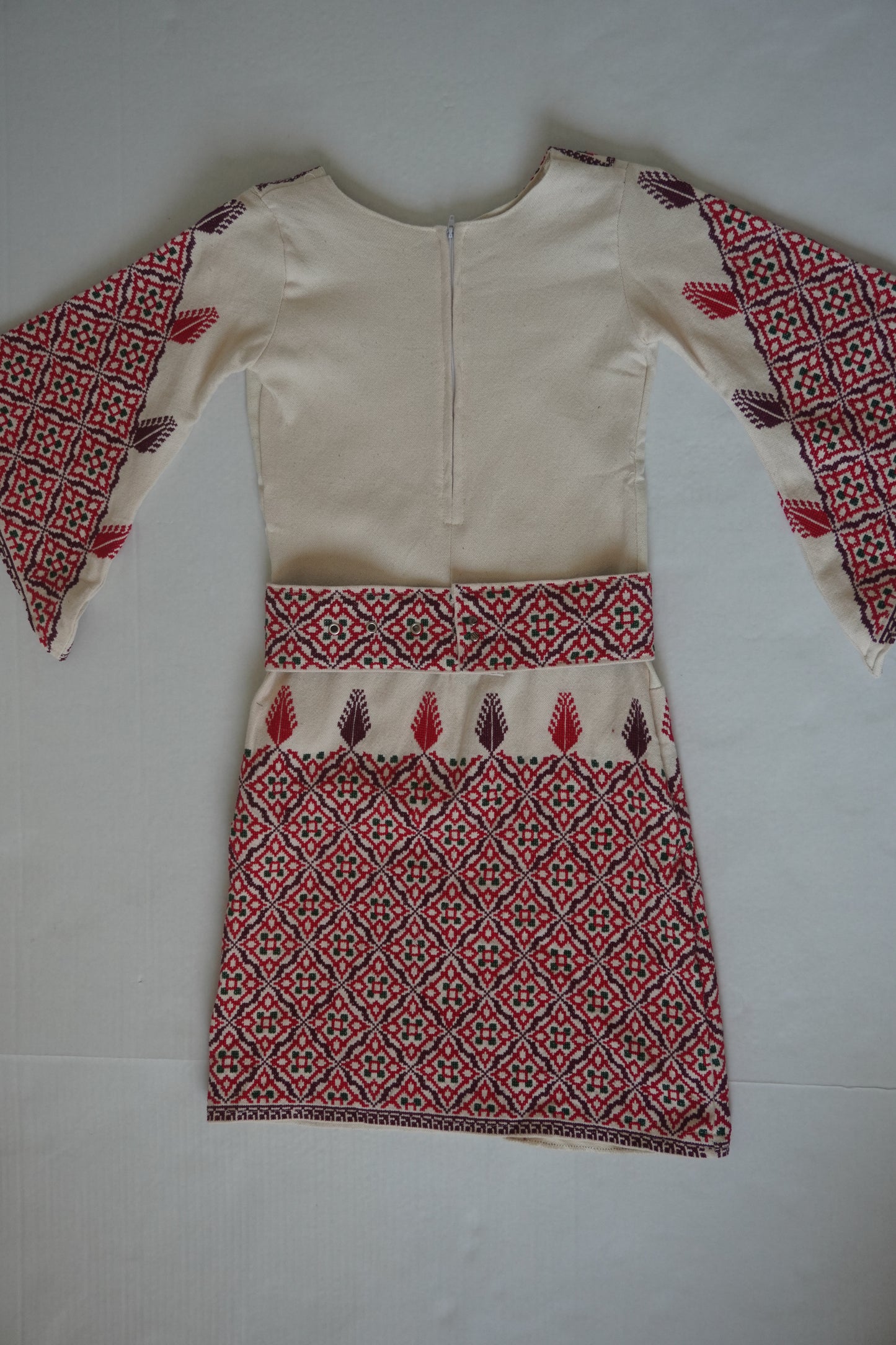 Adorable Hand-Made Off-White Thoub for Toddlers with Red and Green Embroidery from Yata Al Khalil