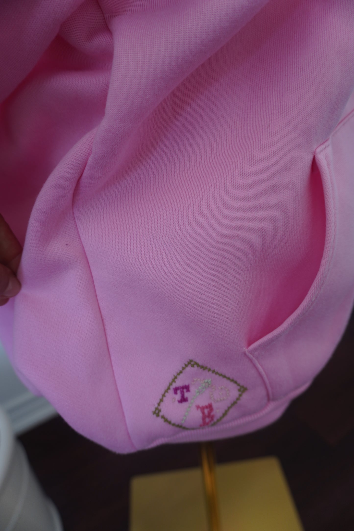 Unique Handmade Pink Hoodie with Beautiful Embroidered Flowers