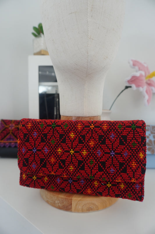 Traditional Red and Black Hand Embroidered Clutch