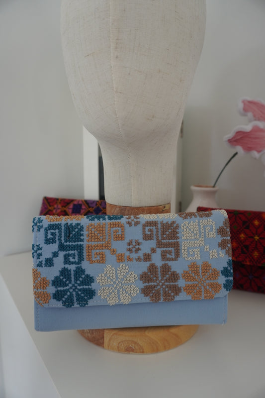 Hand Embroidered Clutch in Stunning Blue Shades