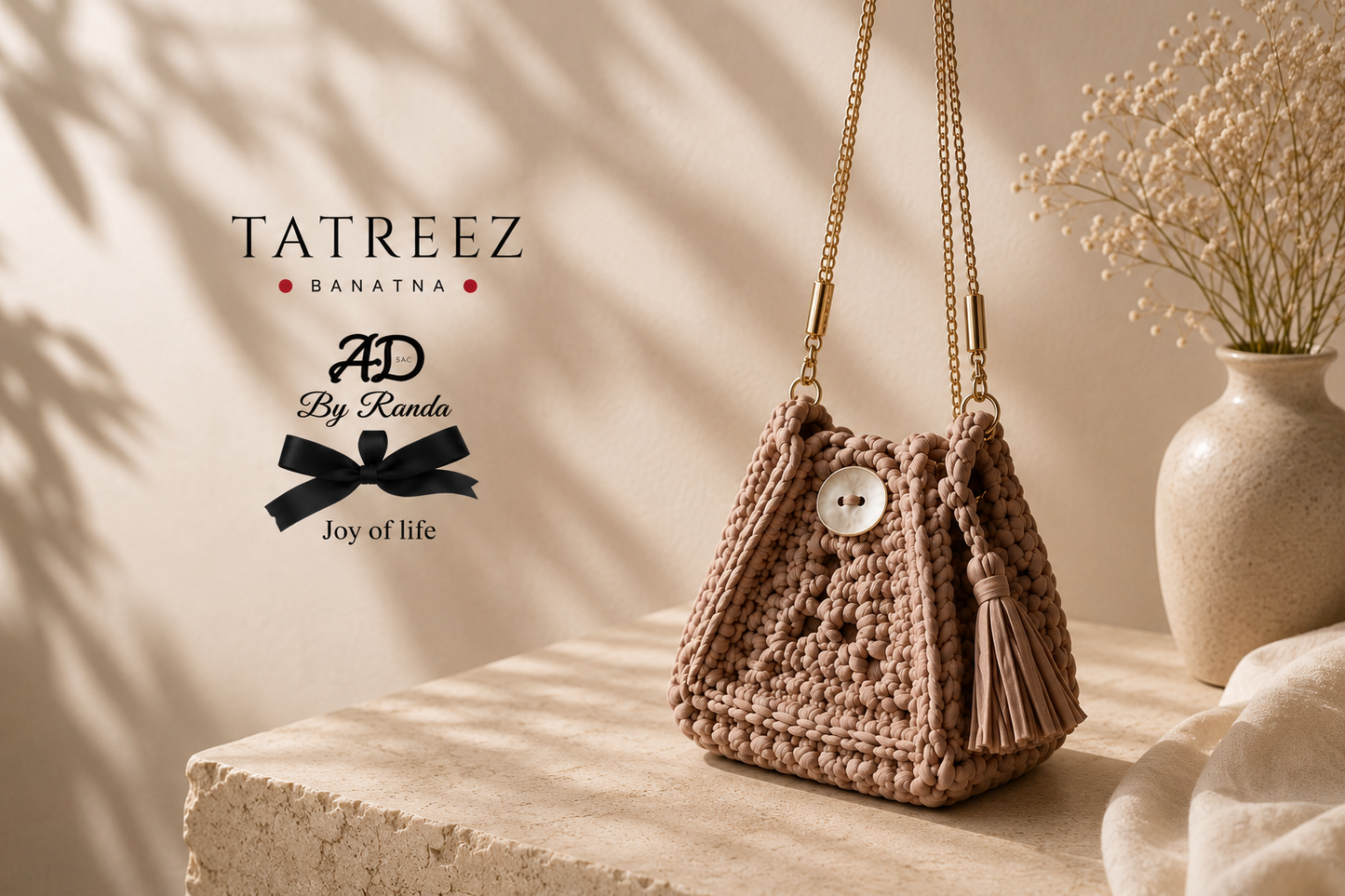 Sunkissed Mini Crochet Bucket Bag – Gold Chain | Rand Sac