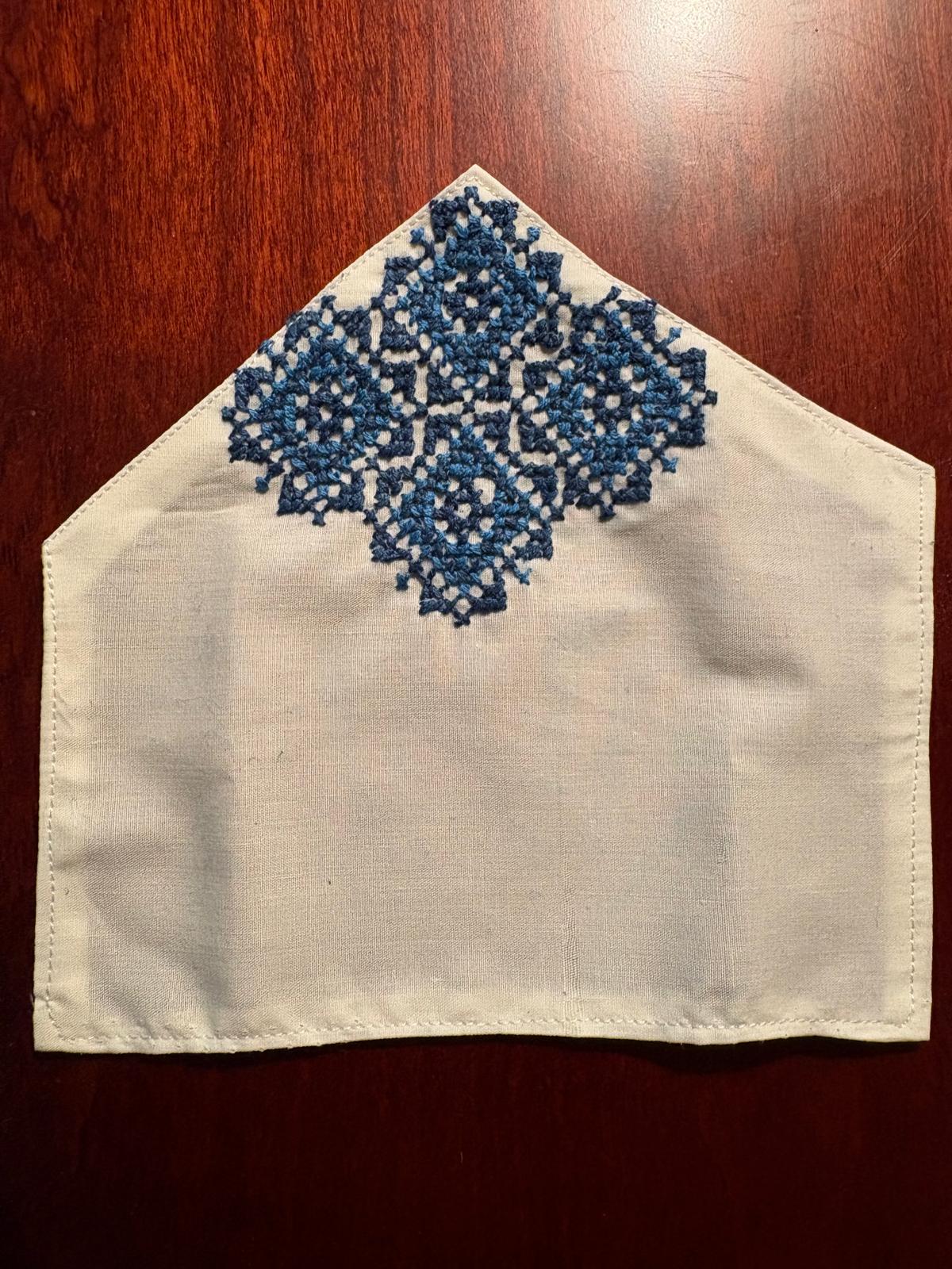 The King: Handmade Tatreez Pocket Napkin Blue