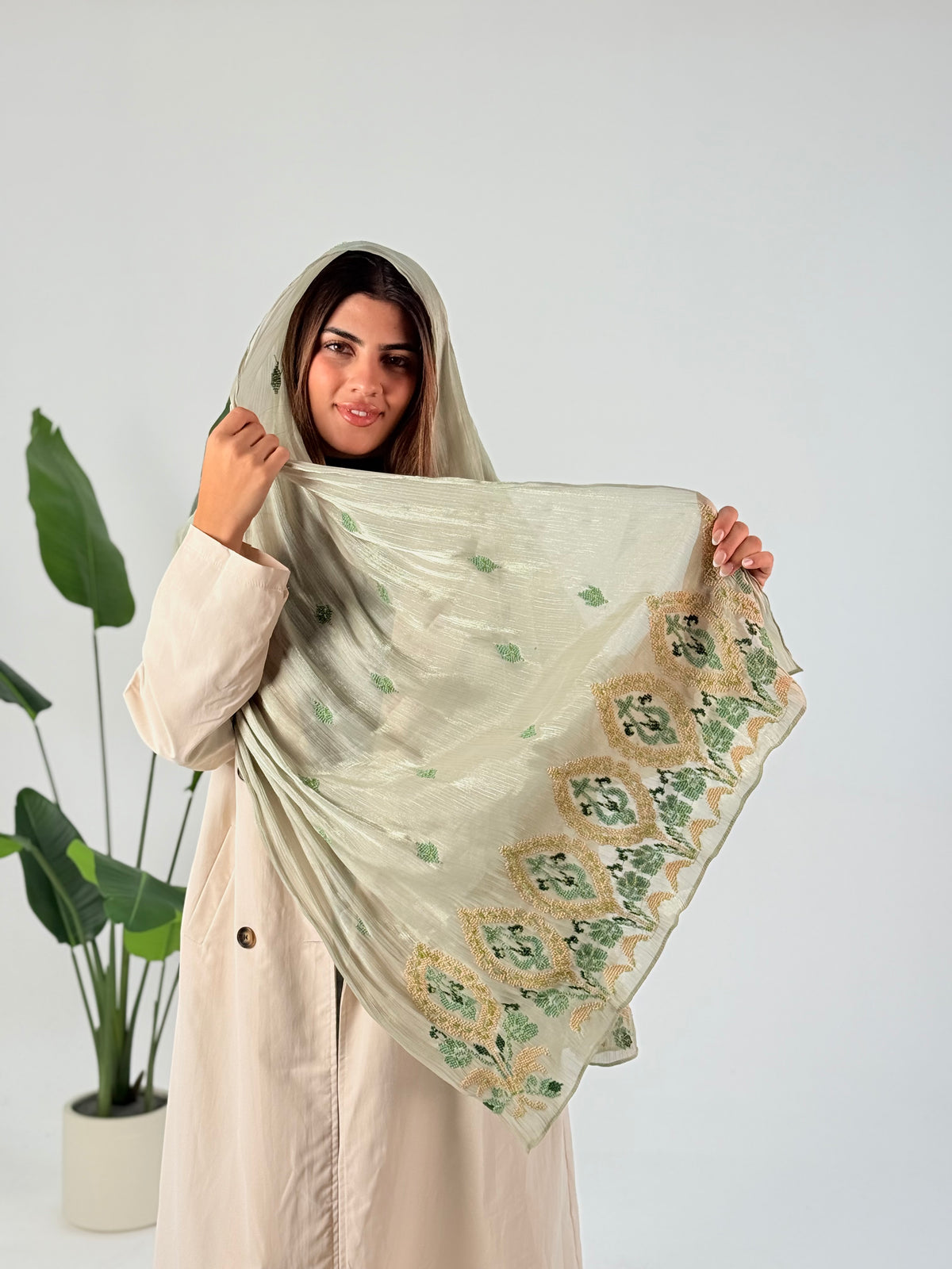 Roby Hand-Embroidered Beaded Shawl