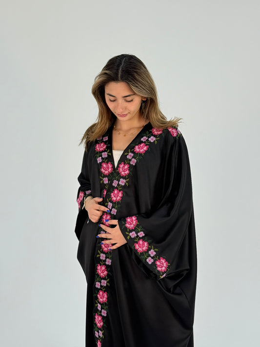 Rola: Exquisite Handmade Abaya with Floral Embroidery
