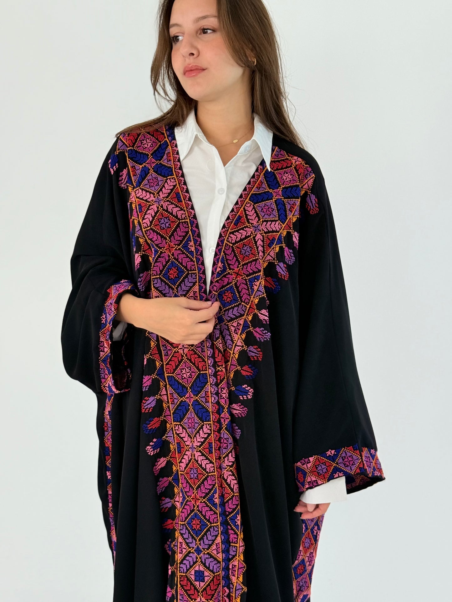 Elegant Crepe Georgette Handmade Embroidered Black Bisht - Exclusive Design