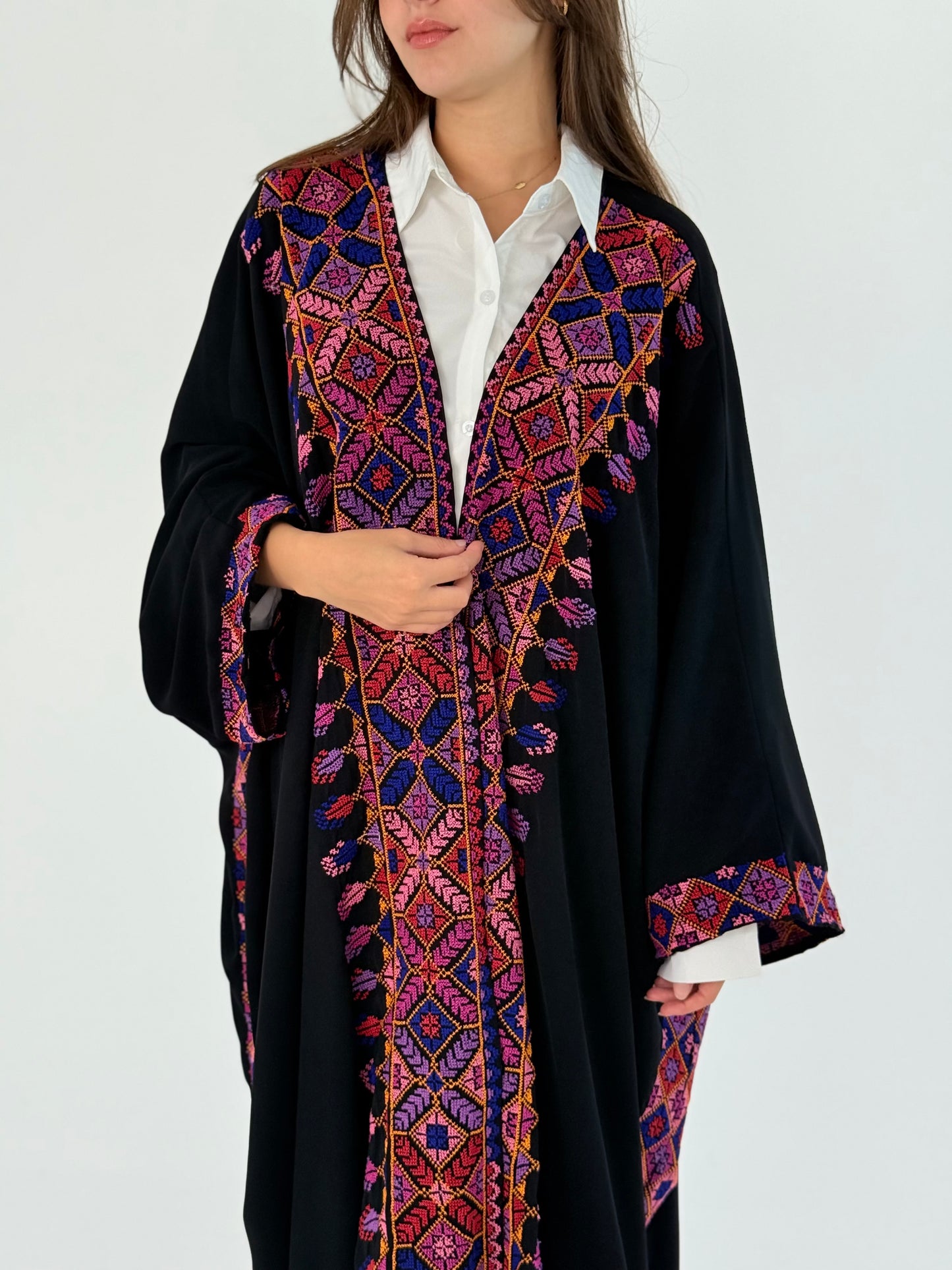 Elegant Crepe Georgette Handmade Embroidered Black Bisht - Exclusive Design
