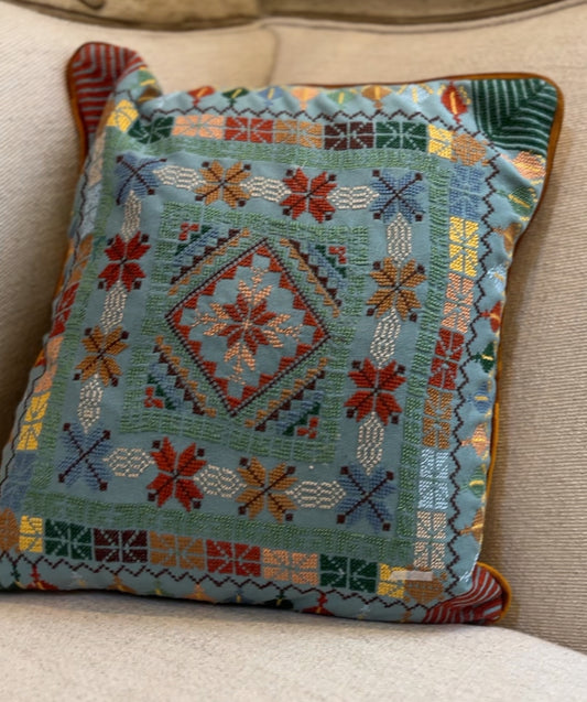 Embroidered Cushion Cover | Palestinian Heritage | Tatreez Banatna