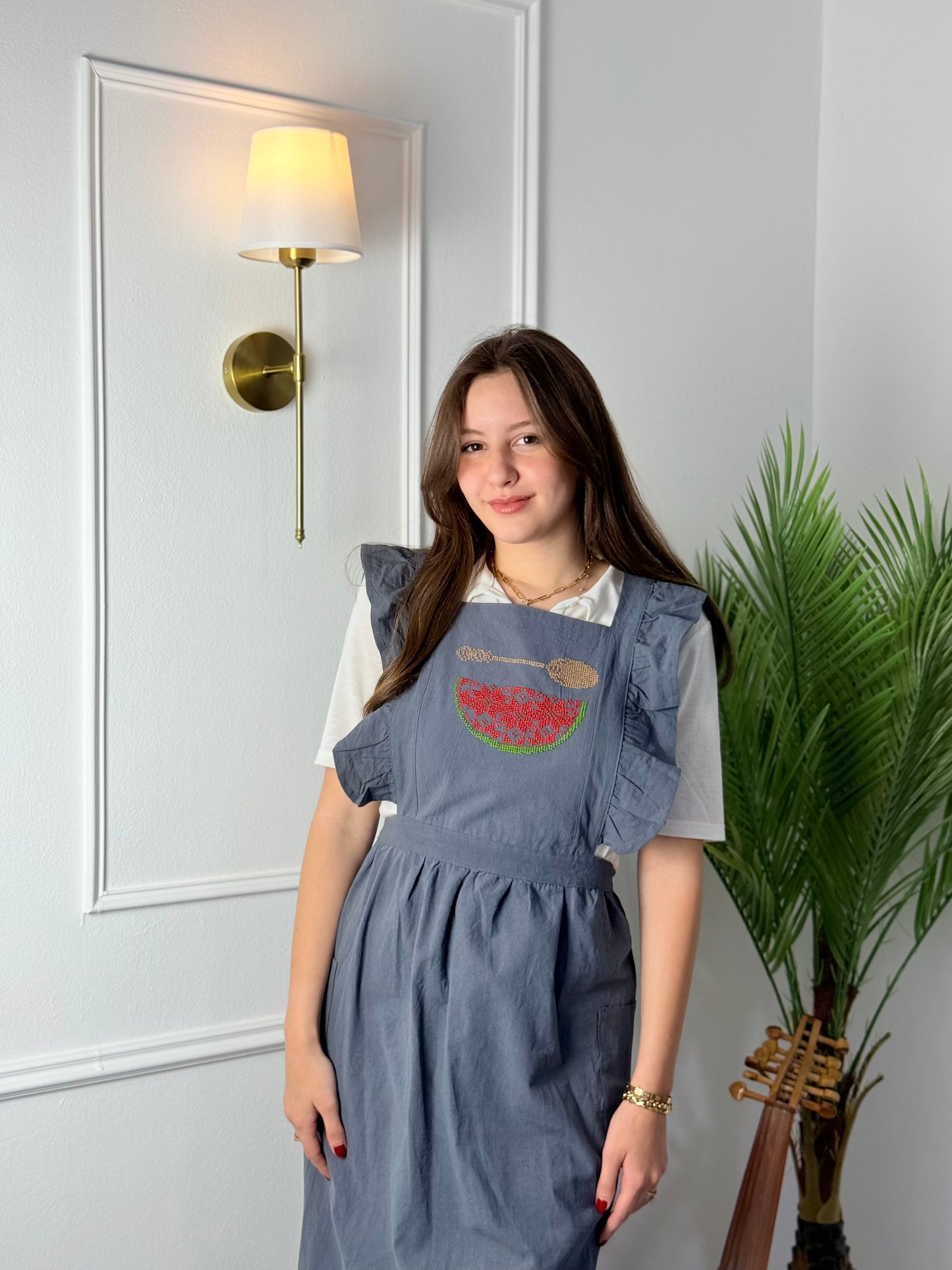 Hand-Embroidered Apron with Watermelon | Tatreez Banatna