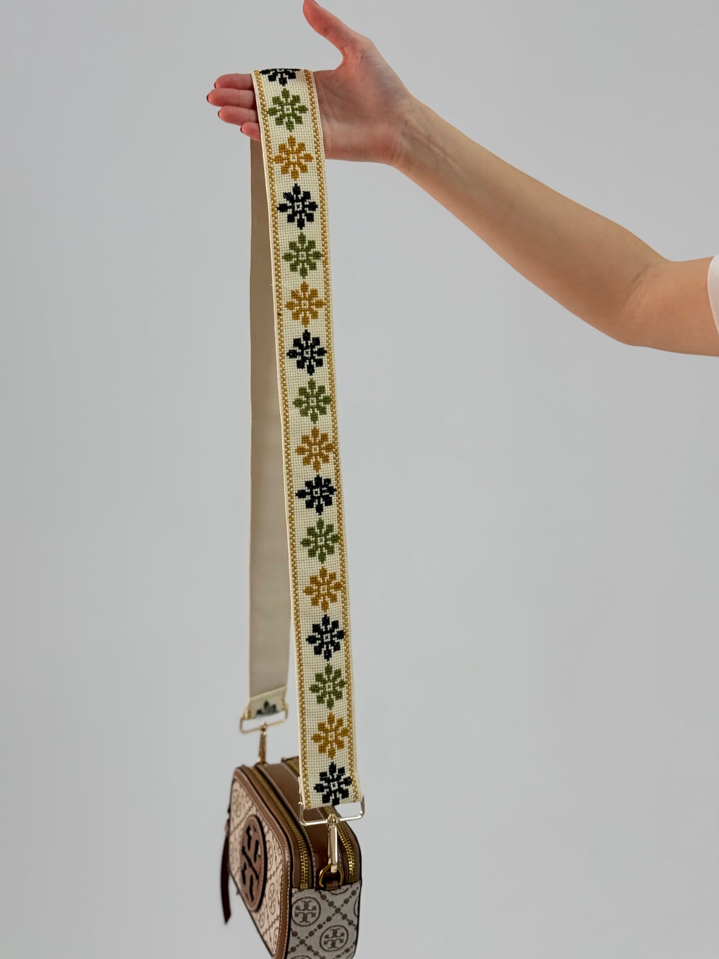 Embroidered Bag Strap with Floral Tatreez | Handmade Adjustable Strap