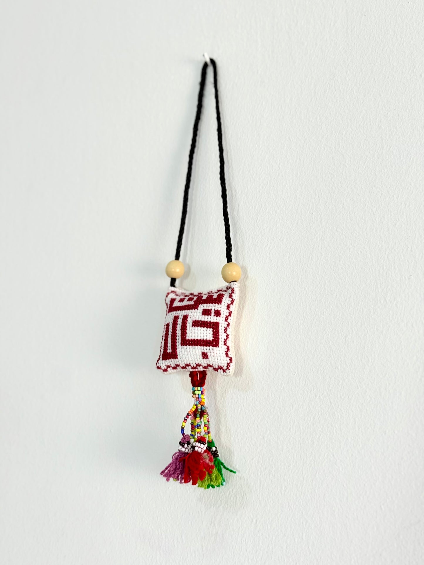 Handmade tatreez Palestinian city embroidery car hanging ornament Beit Jala
