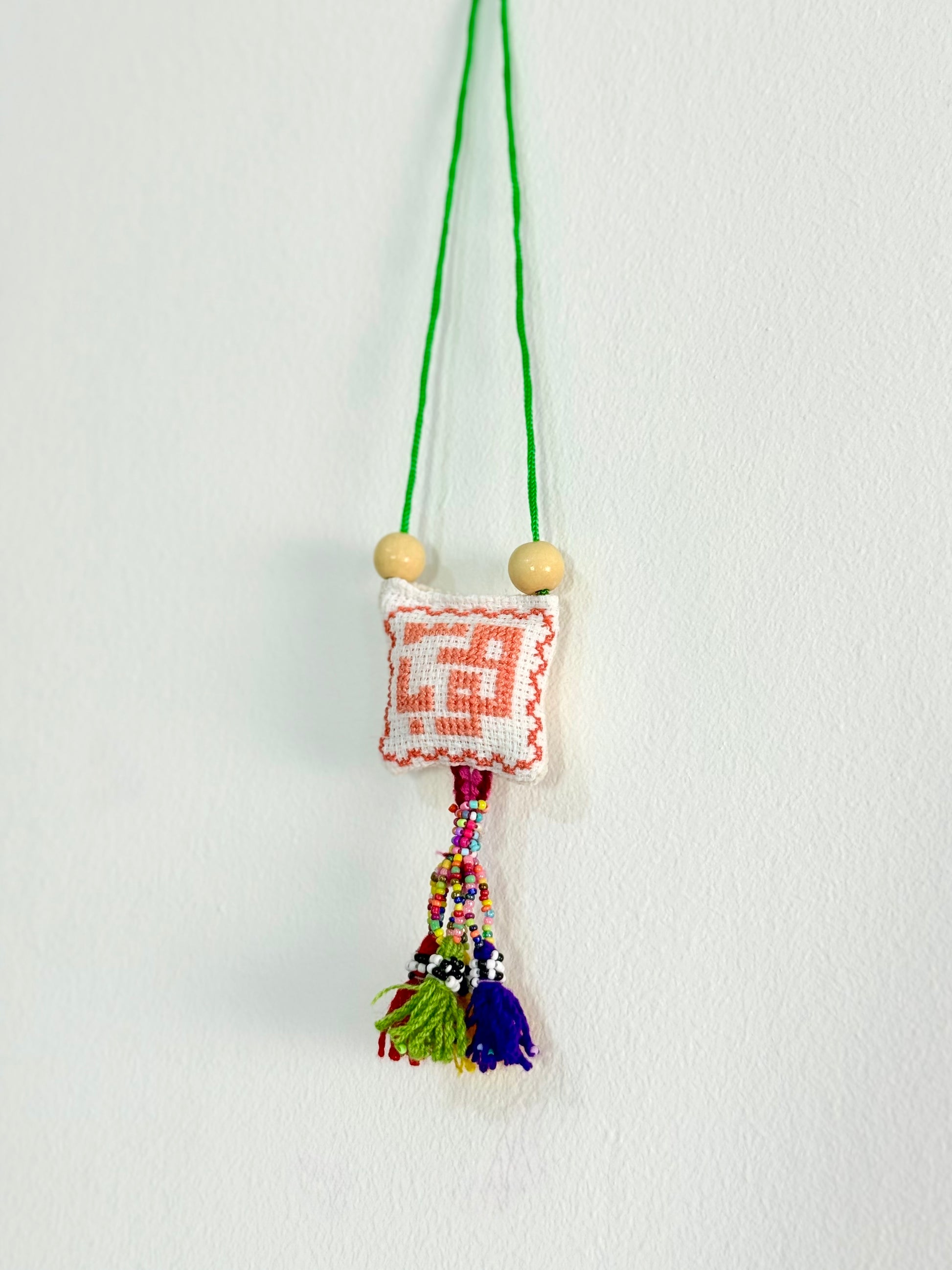 Handmade tatreez Palestinian city embroidery car hanging ornament Tooba