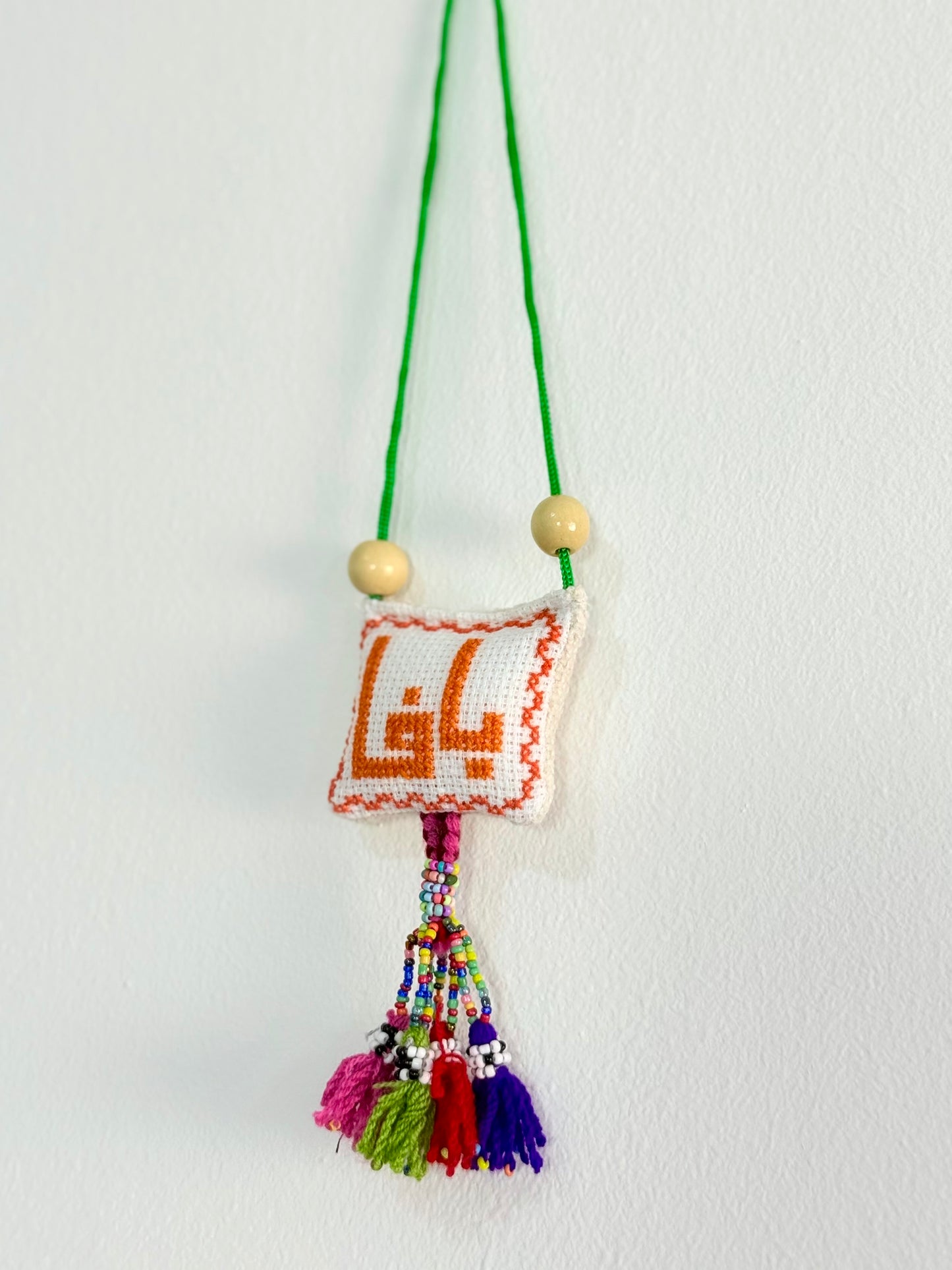 Handmade tatreez Palestinian city embroidery car hanging ornament Yafa