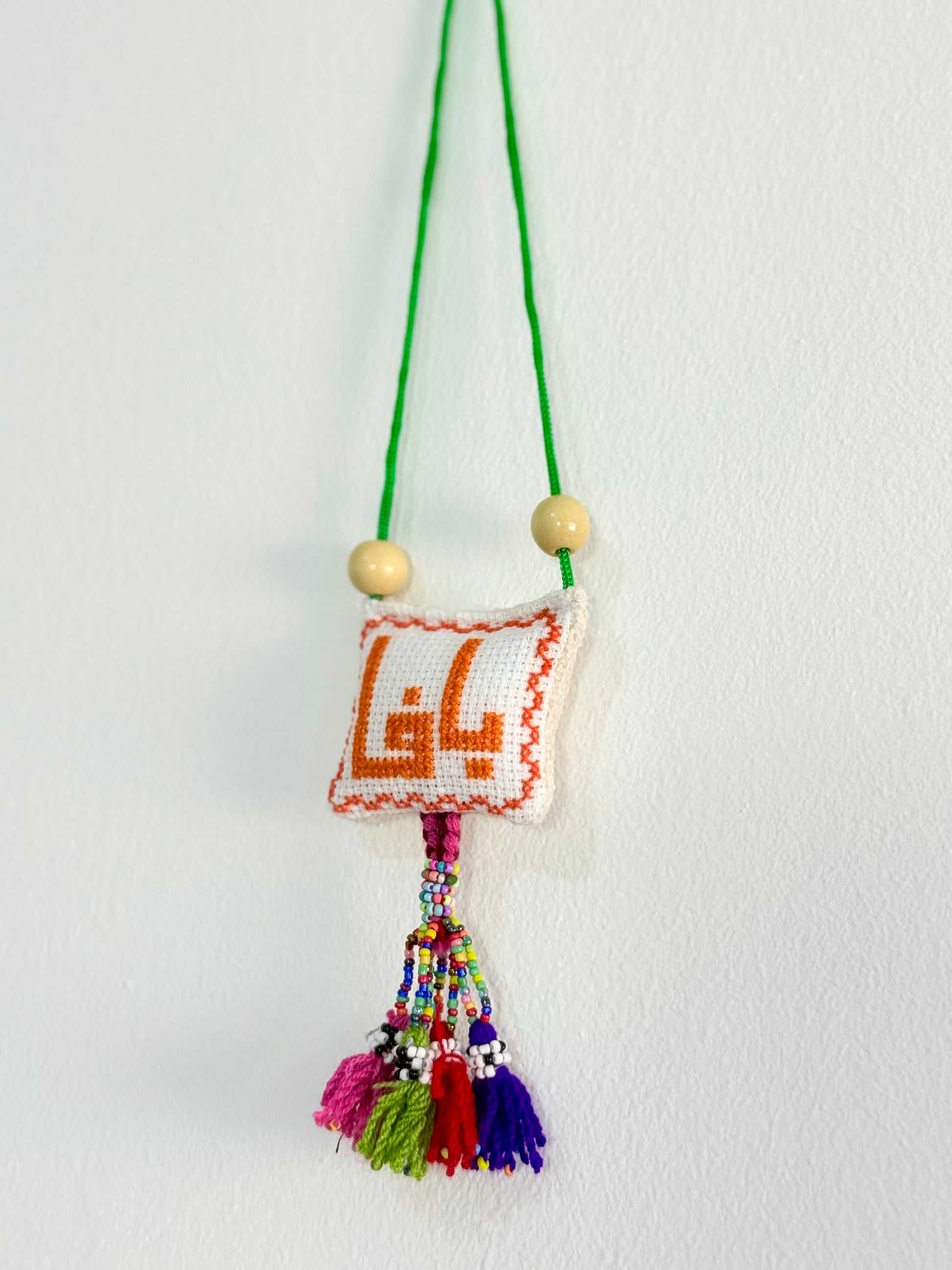 Handmade tatreez Palestinian city embroidery car hanging ornament Yafa