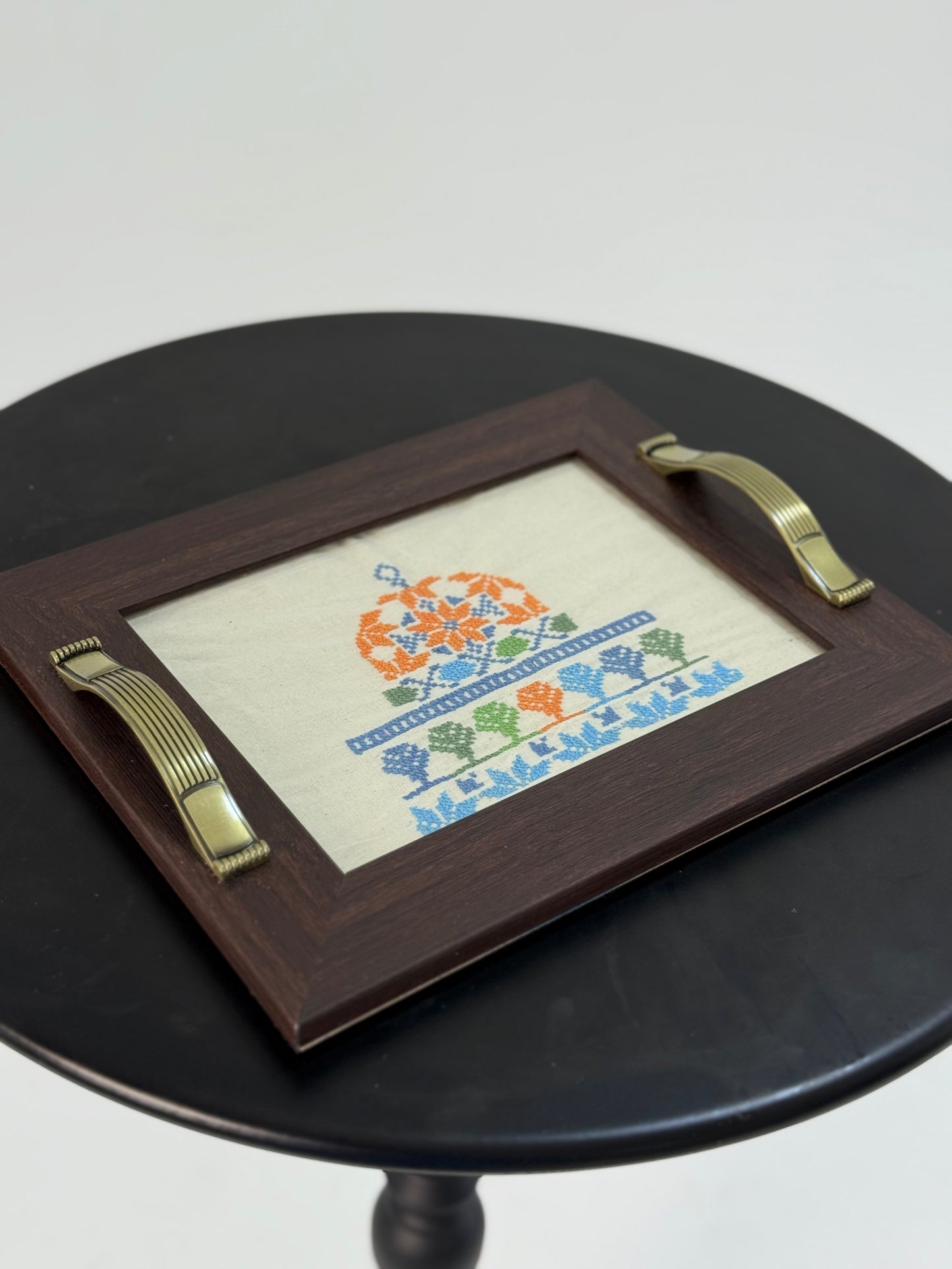 Decorative Wooden Tray with Al-Aqsa Mosque Embroidery