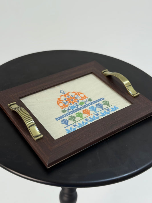 Decorative Wooden Tray with Al-Aqsa Mosque Embroidery