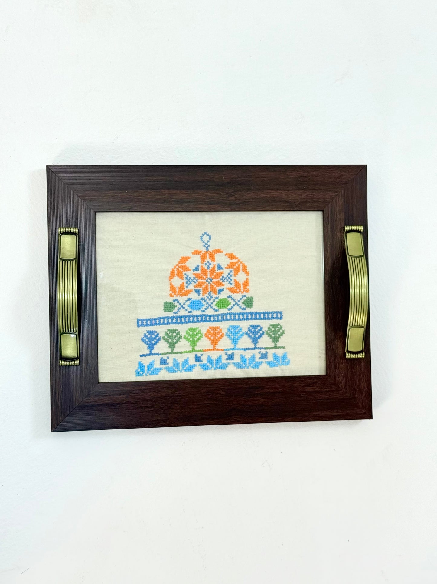 Decorative Wooden Tray with Al-Aqsa Mosque Embroidery