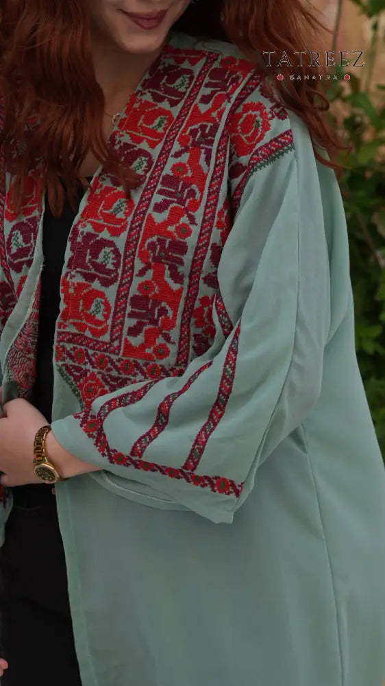 Amara Chiffon Top | Handmade Palestinian Heritage Embroidery - One size - Clothing & Wearables