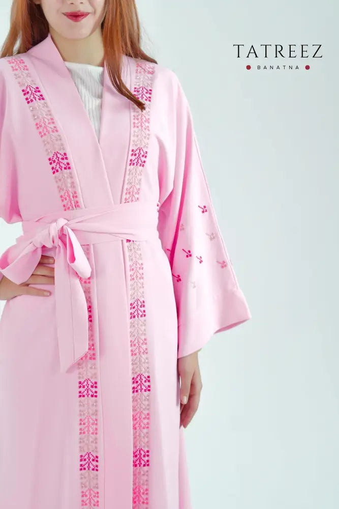 Chic Simplicity: Handmade Baby Pink Abaya with Heirloom Embroidery by Bananta in Jordan - One size - Clothing &
