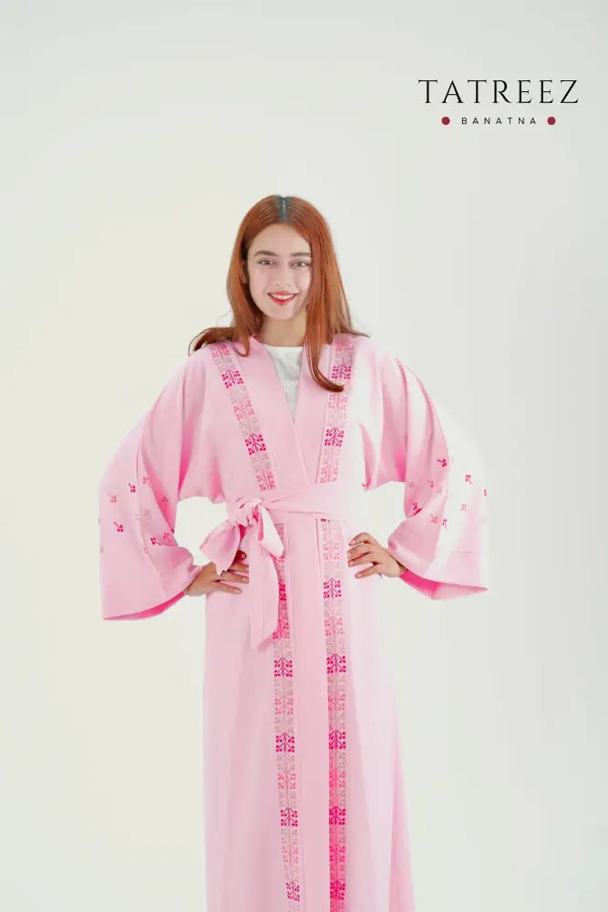Chic Simplicity: Handmade Baby Pink Abaya with Heirloom Embroidery by Bananta in Jordan - One size - Clothing &