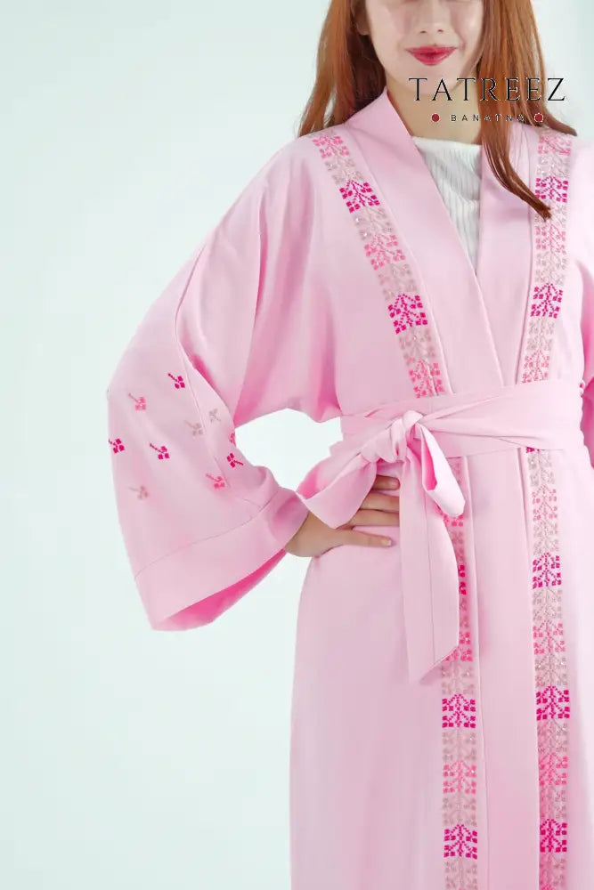 Chic Simplicity: Handmade Baby Pink Abaya with Heirloom Embroidery by Bananta in Jordan - One size - Clothing &