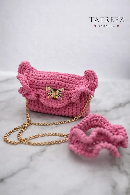 Blushing Beauty: Handmade Unique Bright Baby Pink Crochet Crossbody Bag by Rand Sac by Randa Accessories