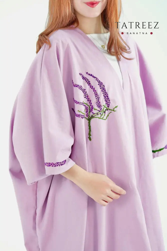 Banatna Elegance: Open Abaya with Exquisite Hand Embroidery One size Clothing & Wearables