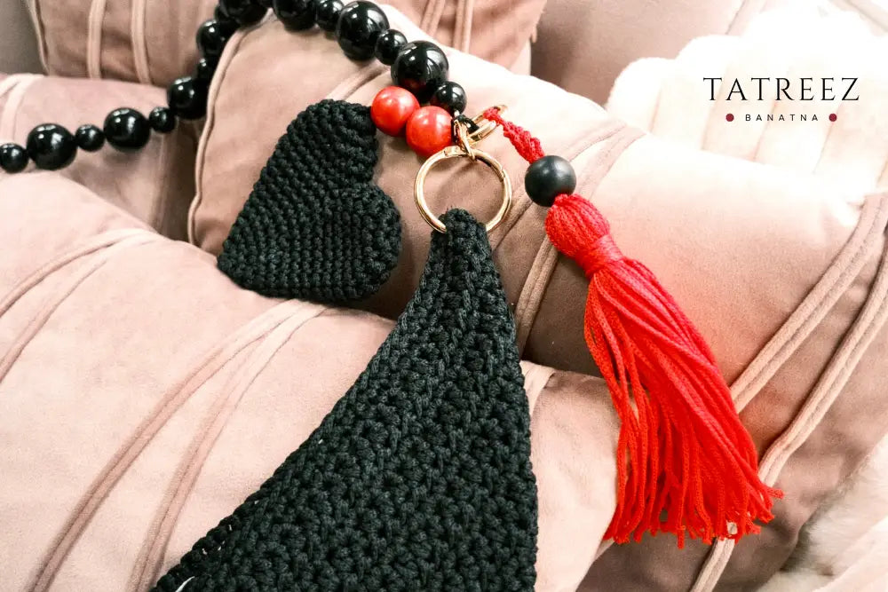 Handmade Crochet Black Bag with Tassels | Tatreez Banatna Accessories
