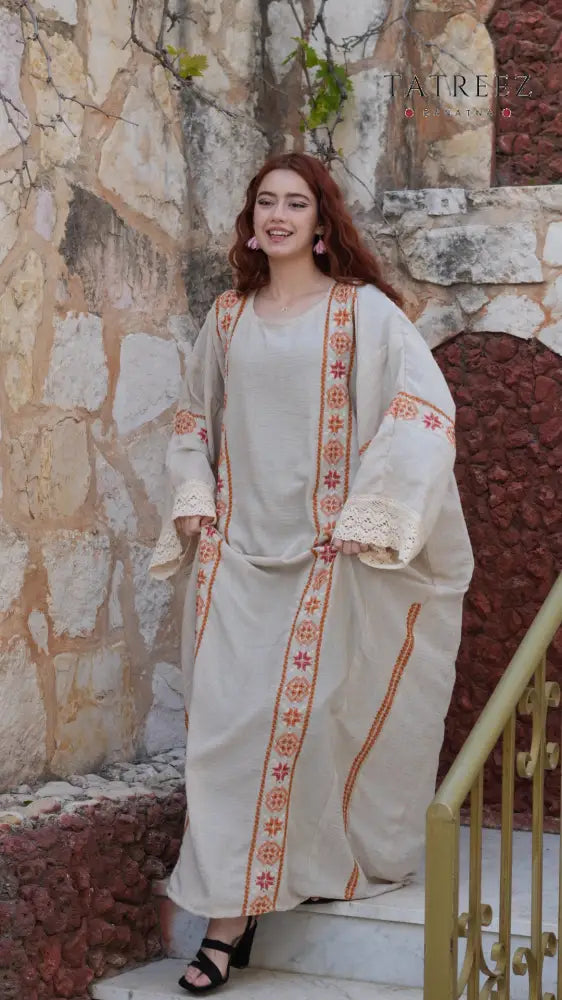 Pearl Abaya - Handmade Elegance with Red Embroidery (Copy) - One size - Clothing & Wearables