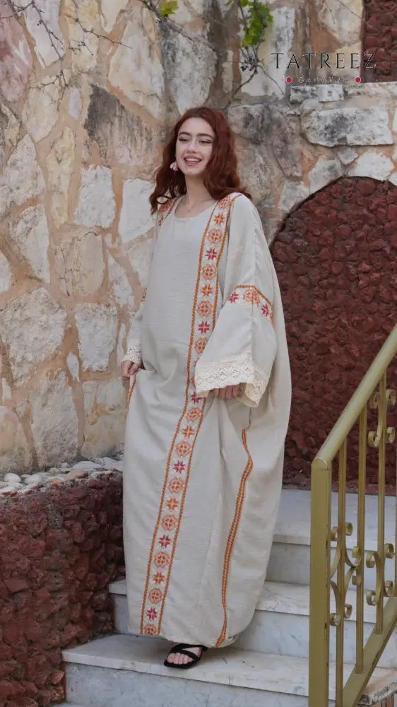 Pearl Abaya - Handmade Elegance with Red Embroidery (Copy) - One size - Clothing & Wearables