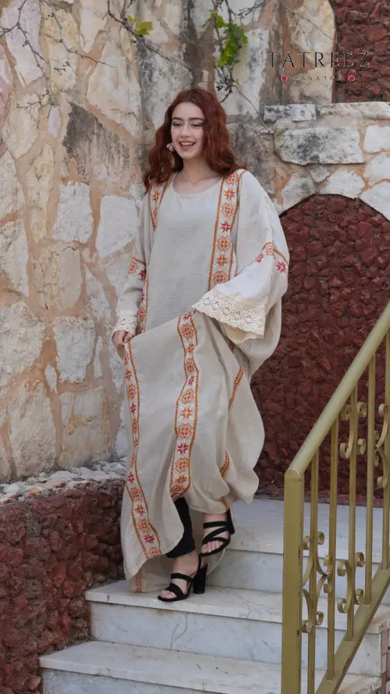 Pearl Abaya - Handmade Elegance with Red Embroidery (Copy) - One size - Clothing & Wearables