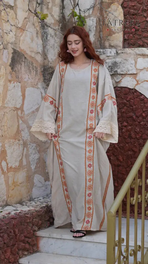 Pearl Abaya - Handmade Elegance with Red Embroidery (Copy) - One size - Clothing & Wearables