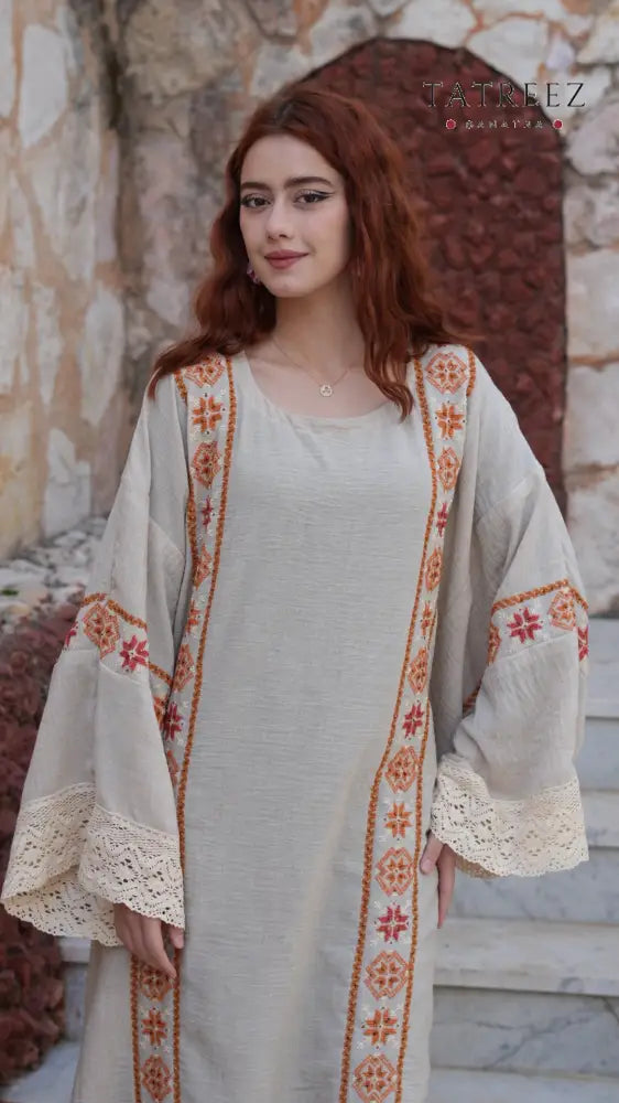 Pearl Abaya - Handmade Elegance with Red Embroidery (Copy) - One size - Clothing & Wearables