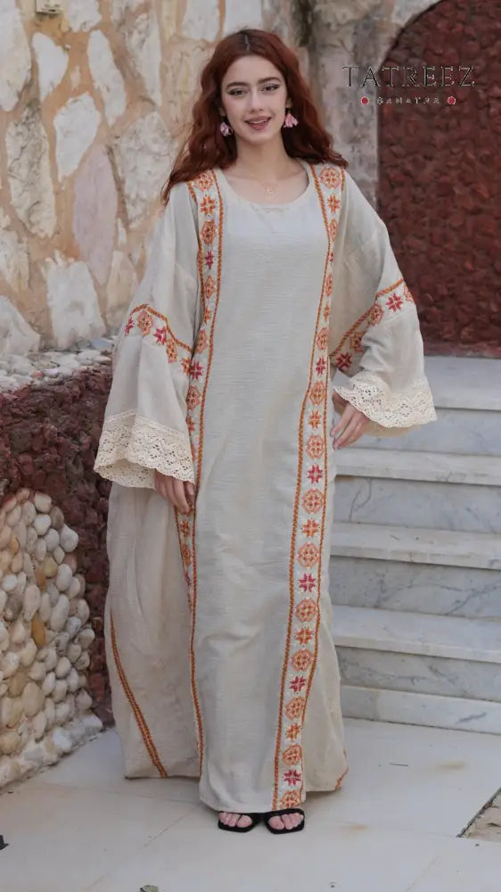 Pearl Abaya - Handmade Elegance with Red Embroidery (Copy) - One size - Clothing & Wearables