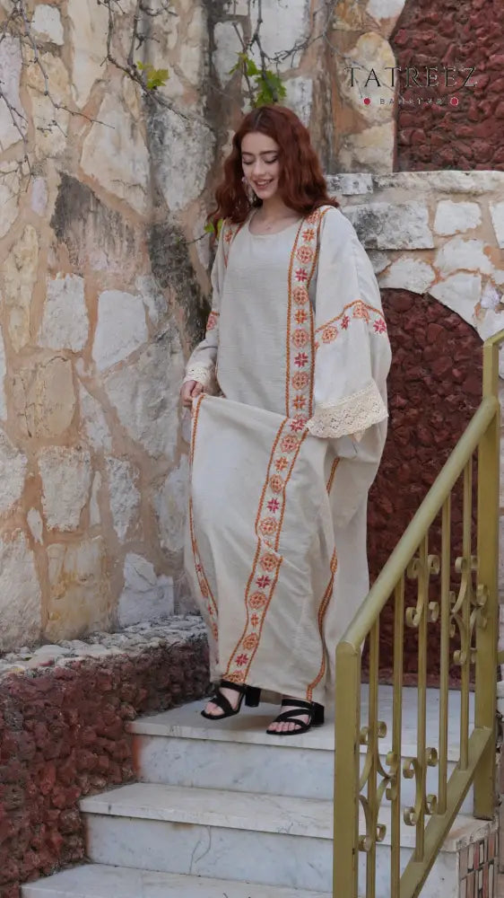 Pearl Abaya - Handmade Elegance with Red Embroidery (Copy) - One size - Clothing & Wearables