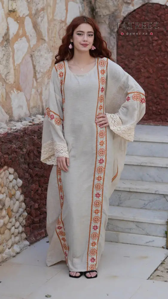 Pearl Abaya - Handmade Elegance with Red Embroidery (Copy) - One size - Clothing & Wearables